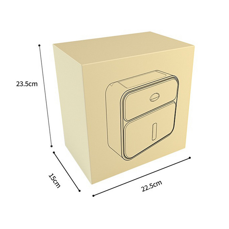 100% ūdensnecaurlaidīgs vannas istabas papīra turētājs, daudzfunkcionāls tualetes salvešu kastīte ar bezatvilktnes caurumojamu plastmasas dozatoru rullīšu papīra stienis