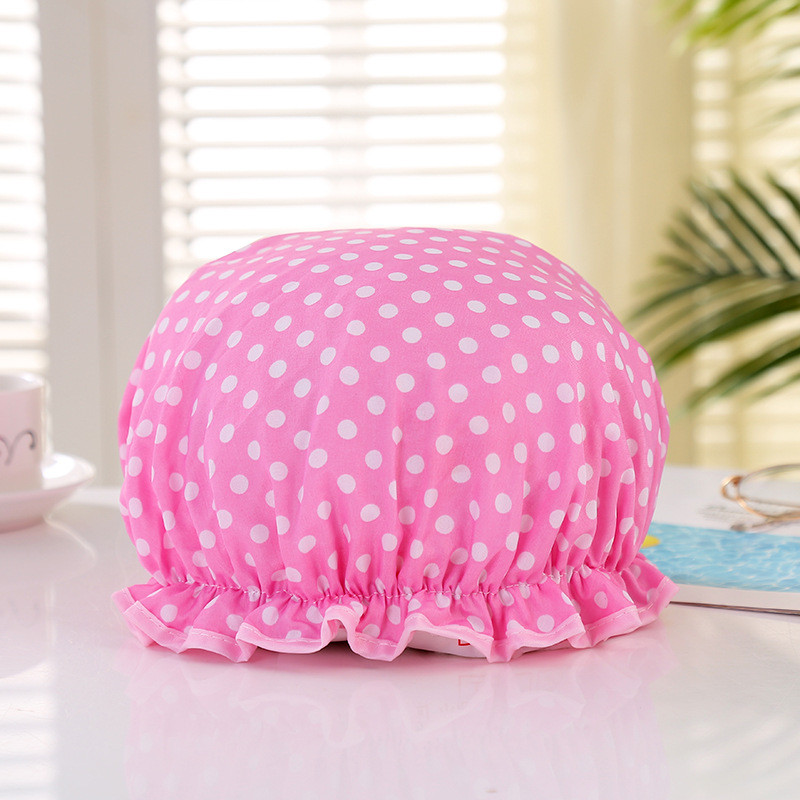 Divu slāņu ūdensnecaurlaidīga dušas cepure Daudzkrāsains dušas cepures Vannas istabas produkti Pieaugušie Sievietes Vīrieši Matu cepures Cepures Vannas istabas aksesuāri