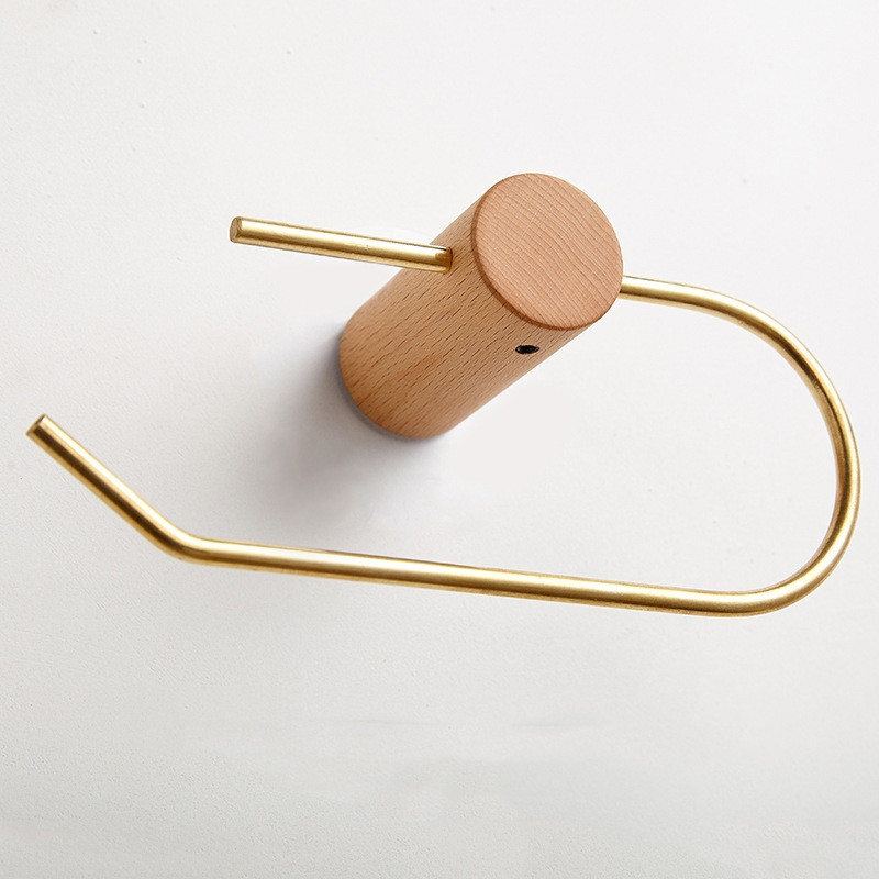 Radošs pie sienas stiprināms U formas trīsstūra tualetes papīra turētājs, augšējais koka mobilā tālruņa turētājs Mājas vannas istabas dekora rullīšu papīra turētājs