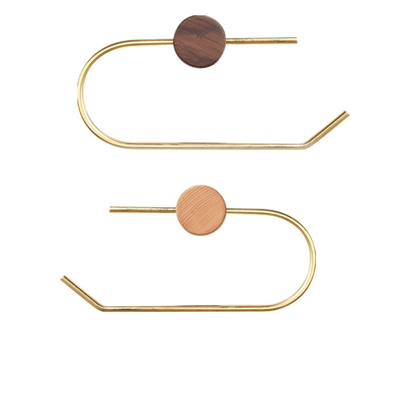 Radošs pie sienas stiprināms U formas trīsstūra tualetes papīra turētājs, augšējais koka mobilā tālruņa turētājs Mājas vannas istabas dekora rullīšu papīra turētājs