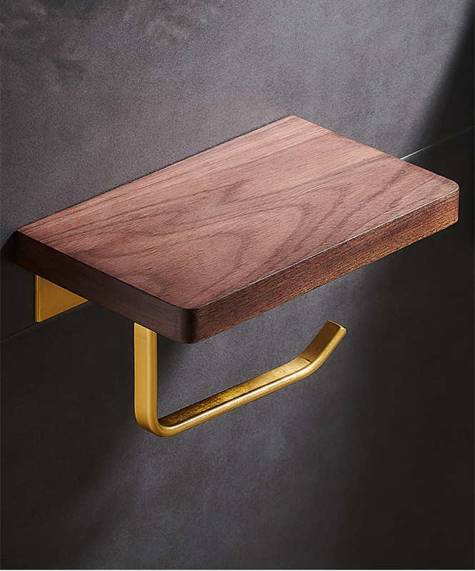 Χαρτοθήκη Αξεσουάρ μπάνιου Χρυσό και ξύλο καρυδιάς Χάρτινη θήκη για χαρτοπετσέτες Βάση χαρτιού τουαλέτας Θήκη τηλεφώνου