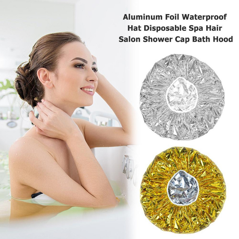 Specialus aliuminio folijos šilumą izoliuojantis dangtelis, skirtas grožio salonui, vandeniui atspari kepurė, vienkartinė SPA plaukų salono dušo dangtelis, vonios gaubtas