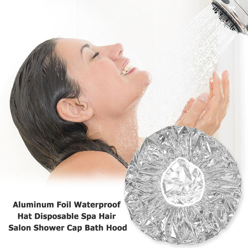 Specialus aliuminio folijos šilumą izoliuojantis dangtelis, skirtas grožio salonui, vandeniui atspari kepurė, vienkartinė SPA plaukų salono dušo dangtelis, vonios gaubtas