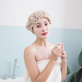 Καπάκι μπάνιου διπλής στρώσης αδιάβροχο για ενήλικες γυναίκες καπάκι μπάνιου ντους Καπάκι σαμπουάν χαριτωμένο καπάκι κουκούλας γυναικείας λαδιού αδιάβροχο καπάκι