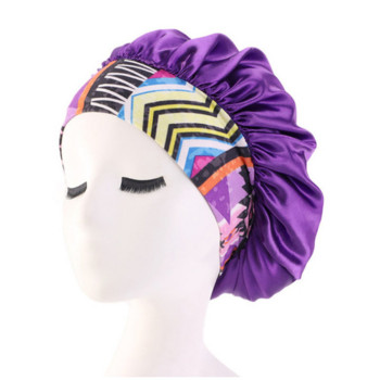 2022 Νέα καυτή μόδα γυναικεία σατέν σκουφάκι ύπνου Νυχτερινής καπέλο Μαλλιά καπό Καπέλο Μεταξωτό κάλυμμα κεφαλιού εκτύπωση φαρδιά ελαστική ζώνη