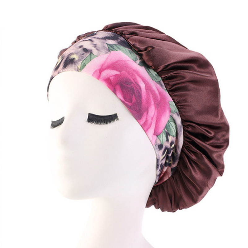 2022. g. jauna modes sieviešu satīna nakts miega cepure, matu vāka cepure, zīda galvas vāka apdruka, plata elastīga josla