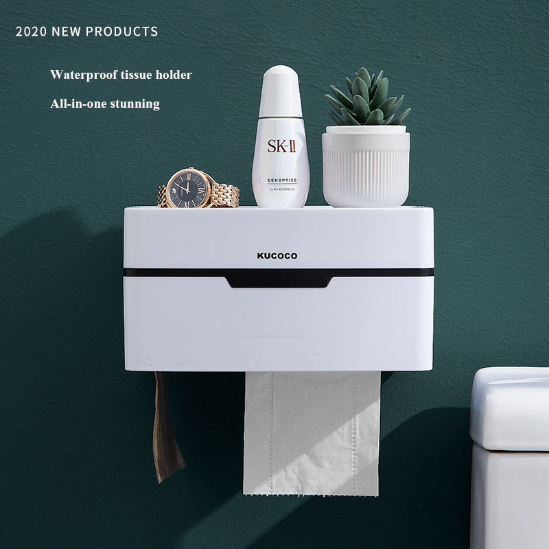 Tualetes papīra turētājs Tualetes papīra futrālis bez caurumošanas Ūdensizturīgs Creative Box Ūdensizturīgs un mitrumizturīgs atvērts vāks