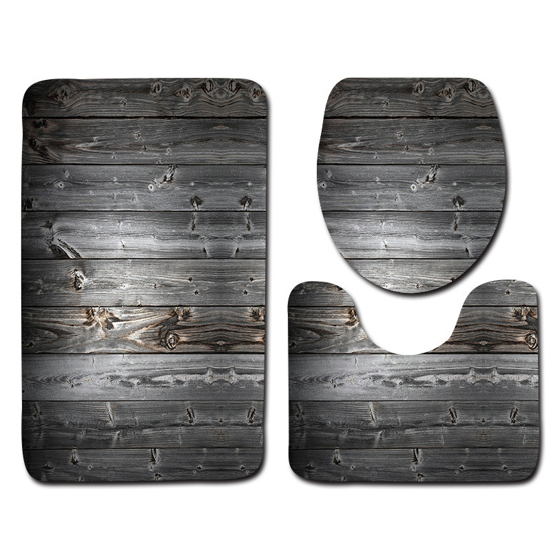 Zeegle koka gredzeni, apdrukāti 3 gab Vannas istabas vannas paklājiņu komplekts tualetes paklāji koraļļu flīsa vāks tualetes sēdekļa pārvalks pjedestāls paklājs dušas paliktnis