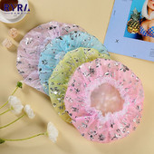 Vannas istabas dušas ūdensnecaurlaidīgs vāciņš Bieza elastīga vannas cepure vannas cepure sievietēm frizētava Vannas istabas piederumi sieviešu dušas cepures