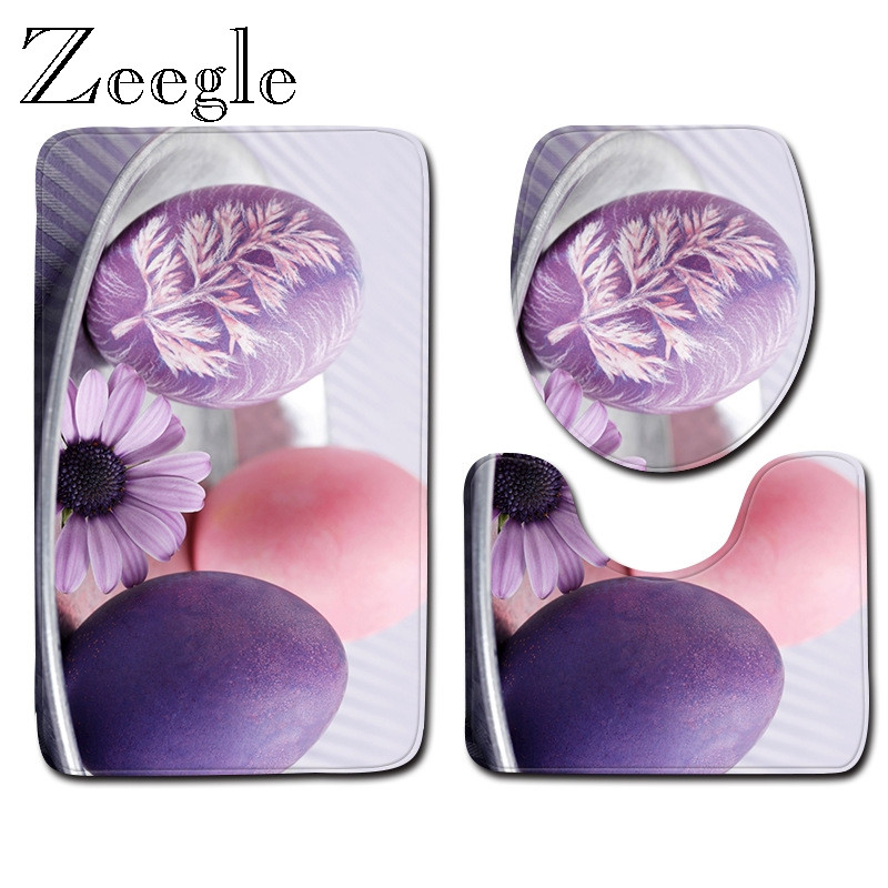 Zeegle Set prostirki za kupaonicu za Uskrs Toalet U tip Mat Mat Home Decor Tepih za noge Prostirka za kupaonicu od mikrovlakana Podnožje Tepih Poklopac Poklopac za WC