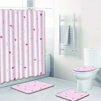 Zeegle dušikardina komplekt koos vannimatiga WC-matt Uksematt Põrandavaip Pestav jalamatt Vannitoa vaip Moodne vaip
