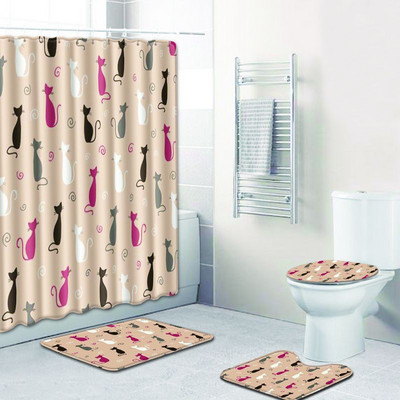 Zeegle dušikardina komplekt koos vannimatiga WC-matt Uksematt Põrandavaip Pestav jalamatt Vannitoa vaip Moodne vaip