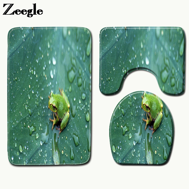 3gab Vannas istabas vannas paklājiņa komplekts mājas dekors tualetes dušas paklājs Memory Foam tualetes sēdekļa pārklāja paklājs Neslīdošs grīdas paklājs vannas paklāji