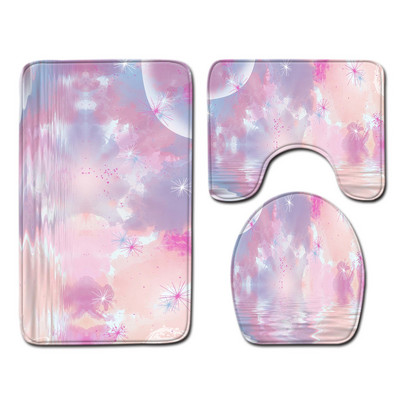 Gradient Style tualetes paklājiņš vannas istabā HomeDecor vannas paklājiņa komplekts tualetes sēdekļa spilvenam, ūdensnecaurlaidīgs, neslīdošs pēdu paklāja komplekts