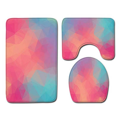 Gradient Style tualetes paklājiņš vannas istabā HomeDecor vannas paklājiņa komplekts tualetes sēdekļa spilvenam, ūdensnecaurlaidīgs, neslīdošs pēdu paklāja komplekts