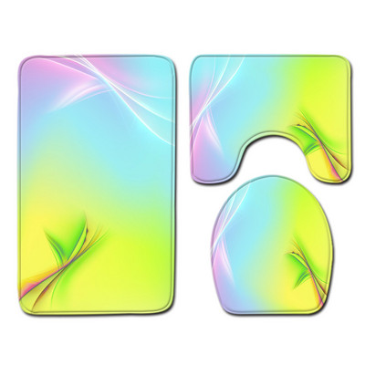 Gradient Style tualetes paklājiņš vannas istabā HomeDecor vannas paklājiņa komplekts tualetes sēdekļa spilvenam, ūdensnecaurlaidīgs, neslīdošs pēdu paklāja komplekts