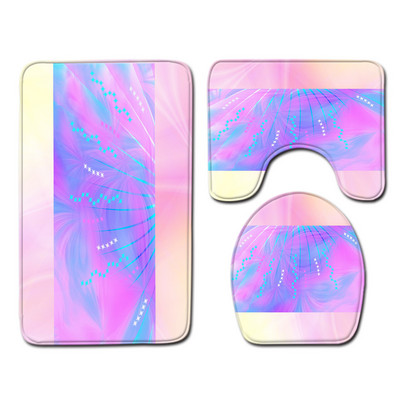 Gradient Style tualetes paklājiņš vannas istabā HomeDecor vannas paklājiņa komplekts tualetes sēdekļa spilvenam, ūdensnecaurlaidīgs, neslīdošs pēdu paklāja komplekts