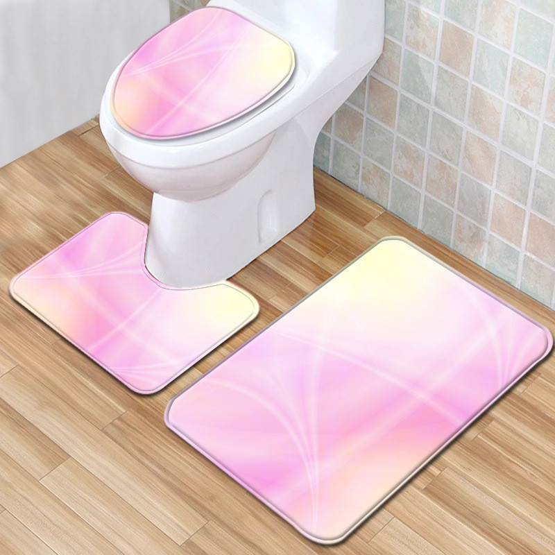 Gradient Style tualetes paklājiņš vannas istabā HomeDecor vannas paklājiņa komplekts tualetes sēdekļa spilvenam, ūdensnecaurlaidīgs, neslīdošs pēdu paklāja komplekts