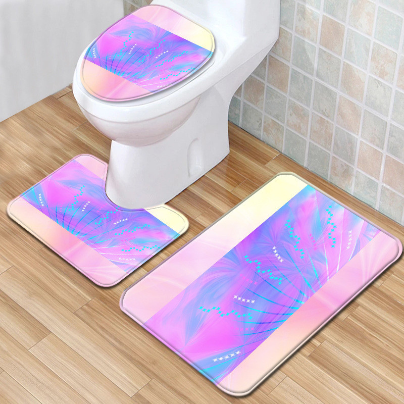 Gradient Style tualetes paklājiņš vannas istabā HomeDecor vannas paklājiņa komplekts tualetes sēdekļa spilvenam, ūdensnecaurlaidīgs, neslīdošs pēdu paklāja komplekts