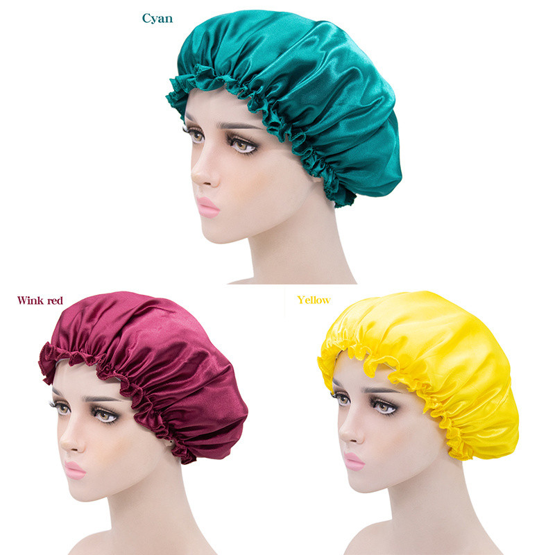 1 gabals vienslāņa satīna dušas cepure Sieviešu nakts cepure mājsaimniecības tīrīšanai dušas cepure sarkana zaļa dzeltena