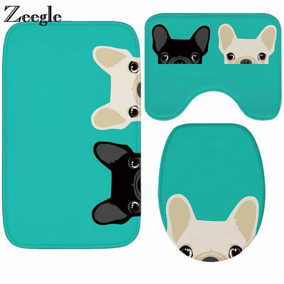 Zeegle Dog Head Dog εμπριμέ πατάκια μπάνιου Αντιολισθητικό χαλί για το μπάνιο Σετ χαλιών μπάνιου απορροφητικό σετ χαλιών μπάνιου Χαλιά μπάνιου