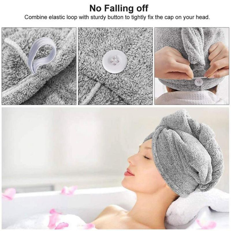 Jauna meiteņu matu žāvēšanas cepure Ātri žūstoša matu dvieļu cepure cepure vannas cepure Mikrošķiedras cietā dvieļu vāciņš Super Absorption Turban Hair Dry Cepure