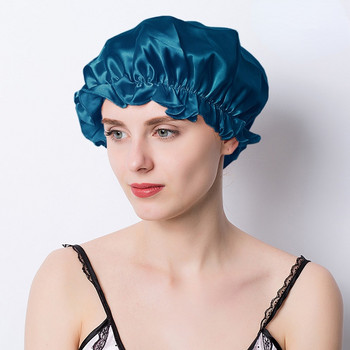 Голяма 100 копринена шапка за спане за жени Бонета за коса Покривало за глава Шапки против косопад Луксозни копринени бонета Нощно увиване на косата Mulberry Silk