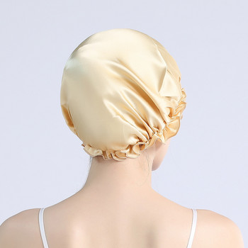 Голяма 100 копринена шапка за спане за жени Бонета за коса Покривало за глава Шапки против косопад Луксозни копринени бонета Нощно увиване на косата Mulberry Silk