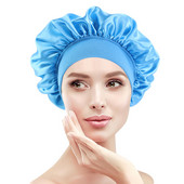 Jauna 1gab sieviešu nakts cepure vannas istabas satīna vienkrāsaina elastīga cepure matu cepure ikdienas lietošanai un skaistumam