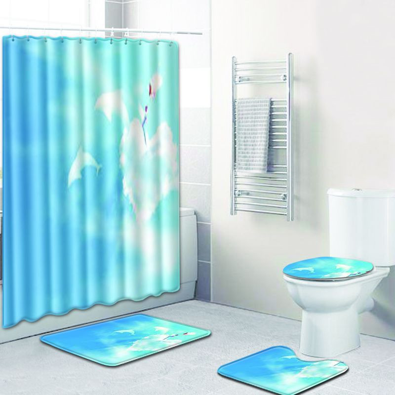 Zeegle ūdensizturīgs vannas aizkaru aizkars jauks vannas paklājiņa komplekts poliestera tualetes grīdas paklājs Pretslīdošs kāju paklājs vannas istabas aksesuāri
