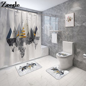 Zeegle poliestera ūdensnecaurlaidīgs dušas aizkaru un vannas paklājiņu komplekts, absorbējošs tualetes paklājiņš Neslīdošs grīdas paklājs Vannas istabas paklāja paklājs