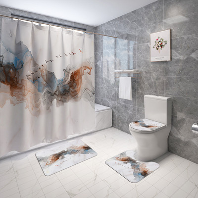 Zeegle poliestera ūdensnecaurlaidīgs dušas aizkaru un vannas paklājiņu komplekts, absorbējošs tualetes paklājiņš Neslīdošs grīdas paklājs Vannas istabas paklāja paklājs