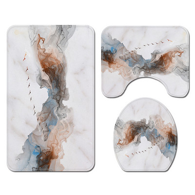 Zeegle poliestera ūdensnecaurlaidīgs dušas aizkaru un vannas paklājiņu komplekts, absorbējošs tualetes paklājiņš Neslīdošs grīdas paklājs Vannas istabas paklāja paklājs