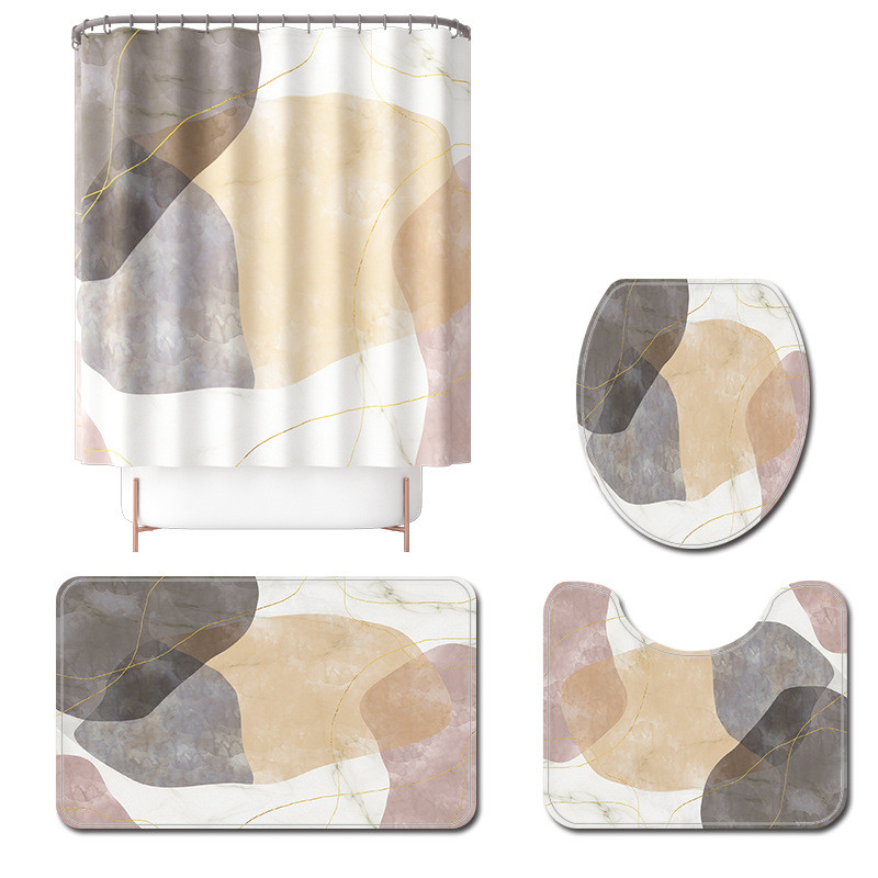 Zeegle poliestera ūdensnecaurlaidīgs dušas aizkaru un vannas paklājiņu komplekts, absorbējošs tualetes paklājiņš Neslīdošs grīdas paklājs Vannas istabas paklāja paklājs