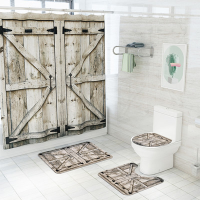 Koka ziedu neslīdošs grīdas paklājs un ūdensnecaurlaidīgs dušas aizkaru komplekts starpsienu aizkaru tualetes paklāja komplekts, absorbējošs kāju paklājiņš