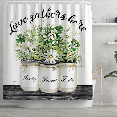 Koka ziedu neslīdošs grīdas paklājs un ūdensnecaurlaidīgs dušas aizkaru komplekts starpsienu aizkaru tualetes paklāja komplekts, absorbējošs kāju paklājiņš