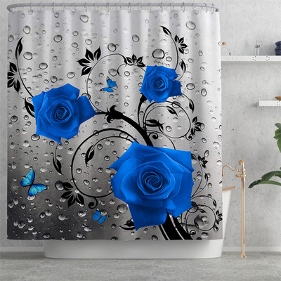 Koka ziedu neslīdošs grīdas paklājs un ūdensnecaurlaidīgs dušas aizkaru komplekts starpsienu aizkaru tualetes paklāja komplekts, absorbējošs kāju paklājiņš