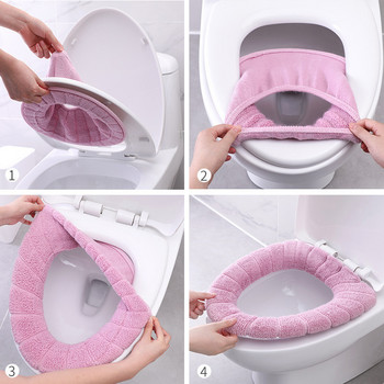 Устройство за възглавница за тоалетна седалка плюс комплект от полар домашен домакински пръстен за тоалетна четири сезона Универсален капак за тоалетна седалка cushi за тоалетна седалка