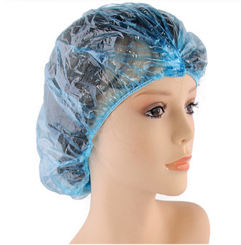 10 gab./maisiņi vienreizēja elastīga dušas cepure Vienreizējās lietošanas dušas cepures cepures peldcepures Hotel Clear Hair Salon Vannas istabas produkti Vannas vāciņš
