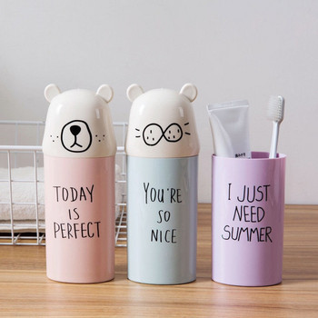 Wash Cup Travel Φορητό Cartoon Bear Couple Organizer οδοντόβουρτσα στοματικό κουτί αποθήκευσης οδοντόβουρτσας