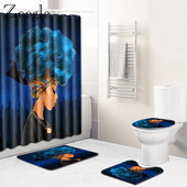 Zeegle Moderna prostirka za kupaonicu Kreativna prostirka za kupaonicu 4 komada WC kupaonska prostirka otporna na prašinu Poklopac za prostirku Poklopac za WC školjku Zavjesa za tuš kabinu
