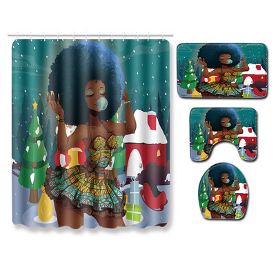 Zeegle Moderna prostirka za kupaonicu Kreativna prostirka za kupaonicu 4 komada WC kupaonska prostirka otporna na prašinu Poklopac za prostirku Poklopac za WC školjku Zavjesa za tuš kabinu