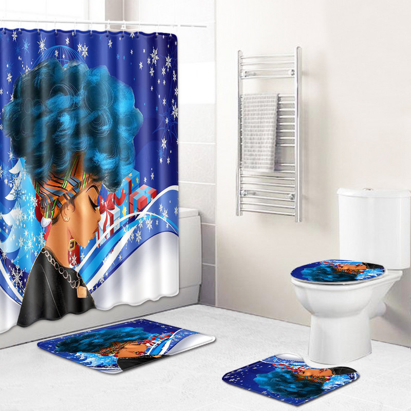 Zeegle Moderna prostirka za kupaonicu Kreativna prostirka za kupaonicu 4 komada WC kupaonska prostirka otporna na prašinu Poklopac za prostirku Poklopac za WC školjku Zavjesa za tuš kabinu