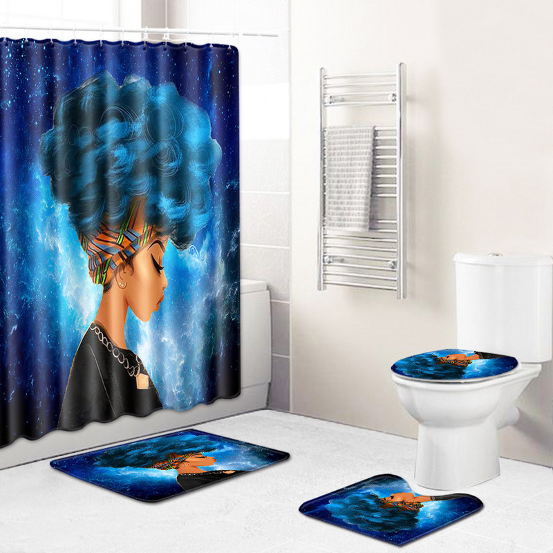 Zeegle Moderna prostirka za kupaonicu Kreativna prostirka za kupaonicu 4 komada WC kupaonska prostirka otporna na prašinu Poklopac za prostirku Poklopac za WC školjku Zavjesa za tuš kabinu