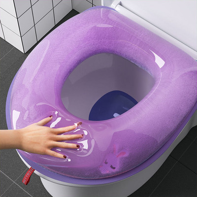 Mosható WC-üléshuzat Vízálló matrica hab WC-fedélhuzat Hordozható szilikon WC-pohárhuzat Fürdőszoba kiegészítők