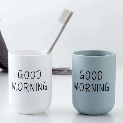Simple Travel Nordic Good Morning Mouthwash Cup Creative Brushing Cup Plastikust hambaharjatops Vannitoatarvikud