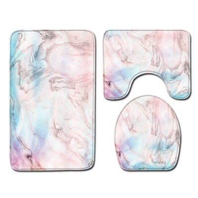 Tualetes paklājiņš vannas istabā Rainbow Print vannas paklājiņš tualetes sēdekļa spilvenam, ūdensnecaurlaidīgs, neslīdošs pēdu paklāja komplekts dušas paklāju komplekts