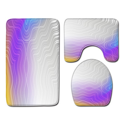 Tualetes paklājiņš vannas istabā Rainbow Print vannas paklājiņš tualetes sēdekļa spilvenam, ūdensnecaurlaidīgs, neslīdošs pēdu paklāja komplekts dušas paklāju komplekts