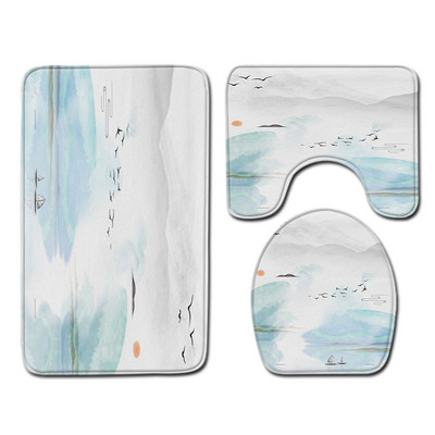 Tualetes paklājiņš vannas istabā Rainbow Print vannas paklājiņš tualetes sēdekļa spilvenam, ūdensnecaurlaidīgs, neslīdošs pēdu paklāja komplekts dušas paklāju komplekts