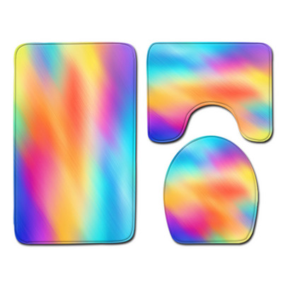 Tualetes paklājiņš vannas istabā Rainbow Print vannas paklājiņš tualetes sēdekļa spilvenam, ūdensnecaurlaidīgs, neslīdošs pēdu paklāja komplekts dušas paklāju komplekts